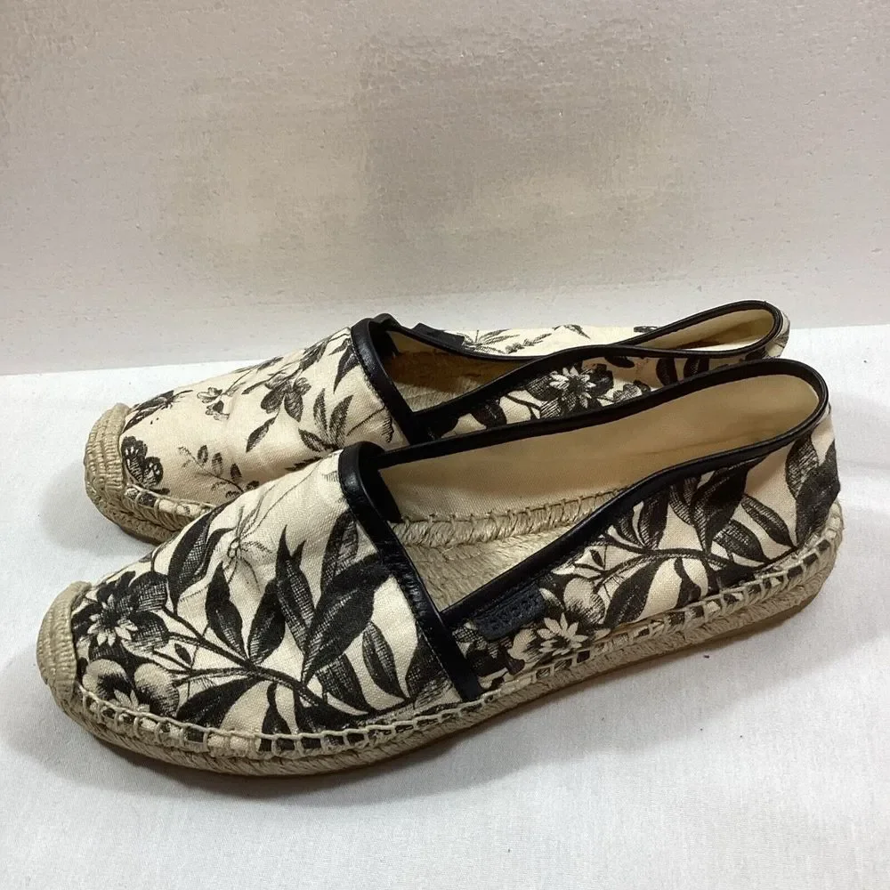Gucci Canvas Butterfly Flora Espadrilles Flats Women's Size‎ 38 US 8 SKU #3057